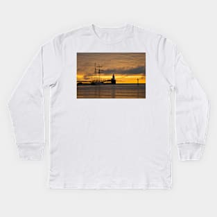 The Flying Dutchman leaving port Kids Long Sleeve T-Shirt